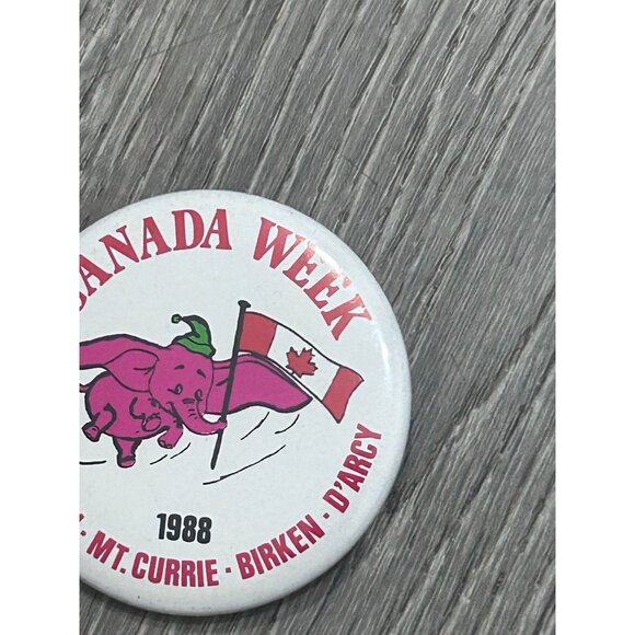 Vintage Canada Week 1988 Pinback Button Elephant With Canadian Flag Logo - Picture 4 of 8